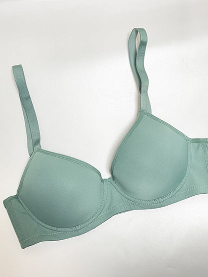 3pcs Comfy Seamless Bras, Simple Solid Push Up Everyday Bra for Women, Breathable Lingerie & Underwear