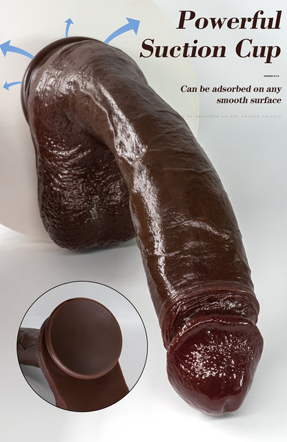 Multi-Size Black Liquid Silicone Female Dildo, Realistic Super Thick Male Cock, Soft Silicone Self-Pleasure Bar, Strong Suction Cup, Adult Sensual Toy, with No Battery Required for Men and Women