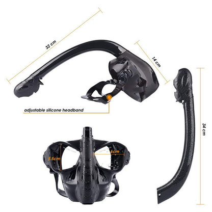 Snorkeling full cover full dry diving mask diving equipment silicone diving mask