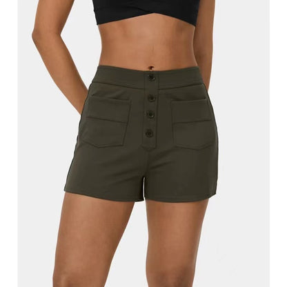 Urban-style Elegant Womens Clothing Polyester Patchwork Mid-rise Shorts For Women