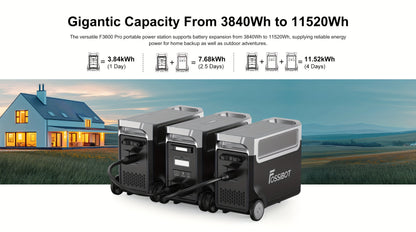 FOSSiBOT F3600 Pro Solar Generator, 3840 Wh LiFePO4 Portable Power Station, 3 X 230 V AC Output 3600 W 7200 W Peak, Storm Generator, Fast Power Storage, Charging, Travel Power Station, Outdoor Road Trips, Christmas, Festival,