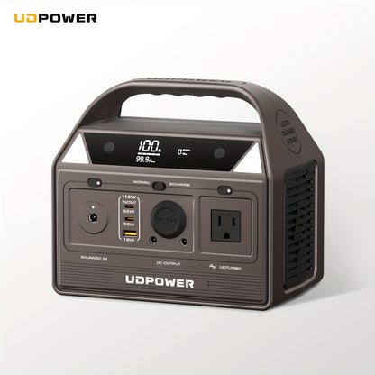 UDPOWER Portable Solar Generator - 1200W, 800W, 400W Options, AC Outlet, 2 DC & 3 USB Ports, Backup Battery for Outdoor Trips, Camping & Emergency, Outdoor Power Station | Modern Power Station | Durable Power Source, Portable