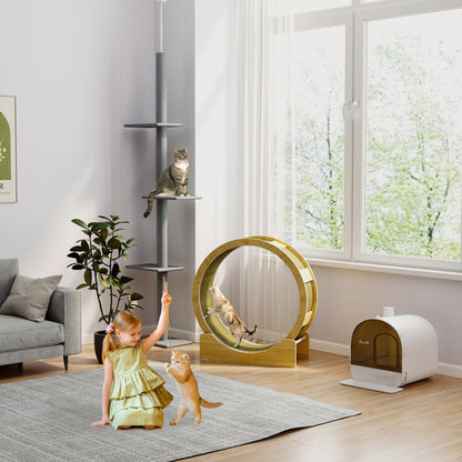 Floor-to-Ceiling Cat Tree Cat Climbing Tower with Sisal-Covered Scratching Posts Natural Cat Tree Activity Center for kittens Cat tower furniture, Grey