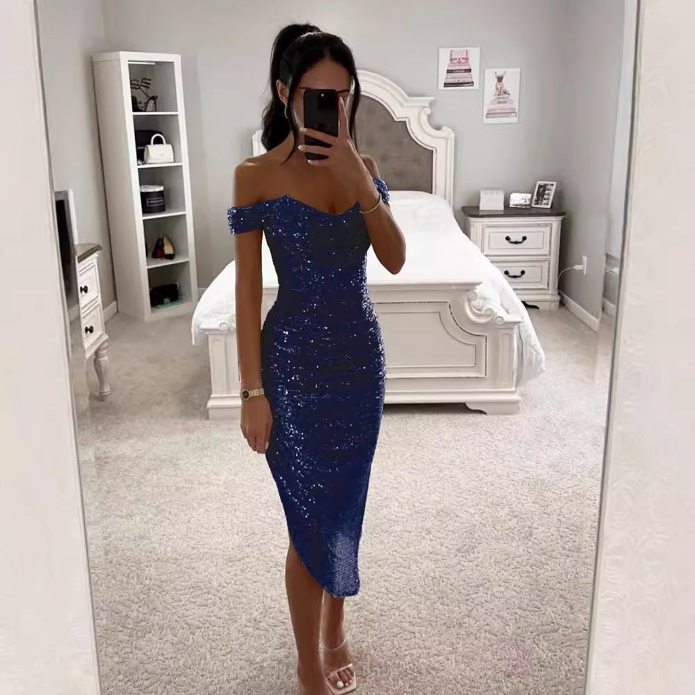 Sparkle Dress with Zipper, Casual Fashion Party Dress,