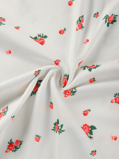 Sultry Floral Print Slip Dress, Criss Cross Back Sleeveless Babydoll, Women's Sexy Lingerie & Underwear