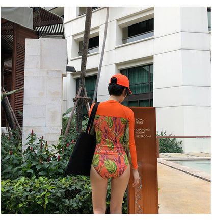 One-Piece Long-Sleeved Swimsuit, Sunscreen Surfing Suit, Quick-Drying Jellyfish Suit, Conservative Student Swimsuit