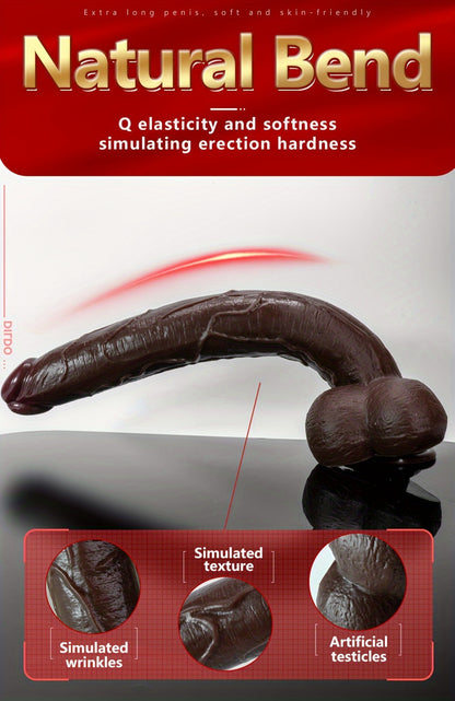 1pc Black Extra Long Dildo, Liquid Silicone Long Simulation Dildo, For Women Masturbation Dildo, Couple Sexy Adult Supplies Fake Penis