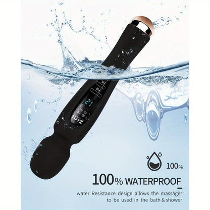 Rechargeable Personal Massager, 12 Patterns Massager, Personal Massager for Women, Quiet & Massager for Women, Digital Display Wand Massager for Neck, Back Pain Relief - Black, Dildo