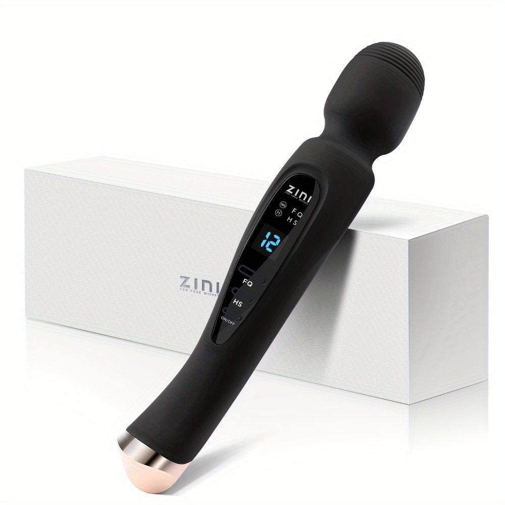 Rechargeable Personal Massager, 12 Patterns Massager, Personal Massager for Women, Quiet & Massager for Women, Digital Display Wand Massager for Neck, Back Pain Relief - Black, Dildo