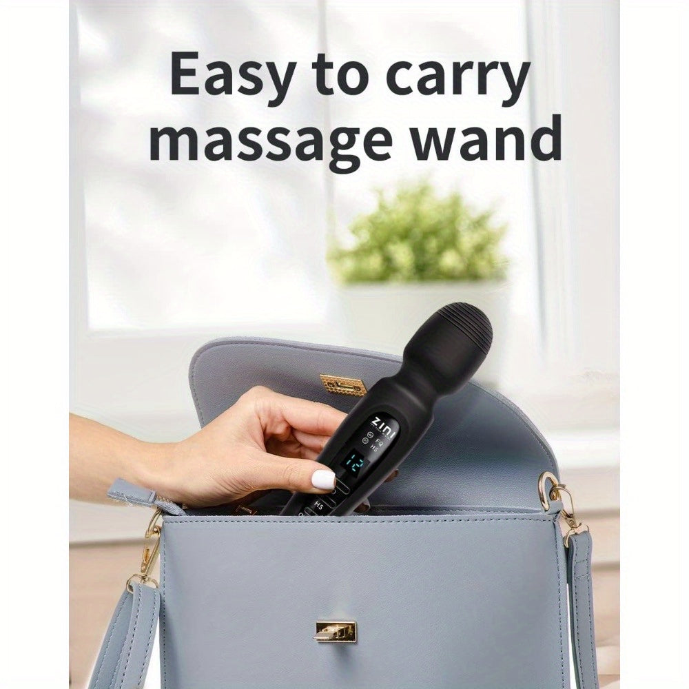 Rechargeable Personal Massager, 12 Patterns Massager, Personal Massager for Women, Quiet & Massager for Women, Digital Display Wand Massager for Neck, Back Pain Relief - Black, Dildo