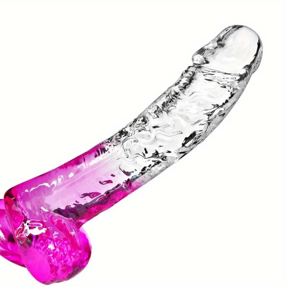 Four Sizes Graduated Color Penis Self-Pleasure Rods with Suction Crystal Transparent Dildo for Adult Use - No Battery, Wireless, and No Power Required