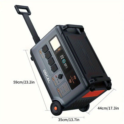 OSCAL PowerMax 6000 (Surge 12000W) Portable power station, 3600Wh LiFePO4 expandable solar generator with 4 AC sockets, 1.2 hours full charge, 10 ms UPS, suitable for home emergency, outdoor camping, road trips