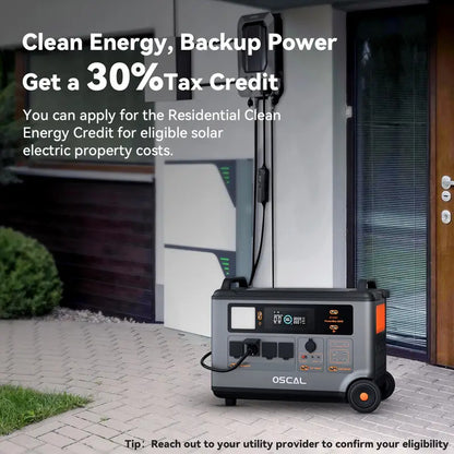 OSCAL PowerMax 6000 (Surge 12000W) Portable power station, 3600Wh LiFePO4 expandable solar generator with 4 AC sockets, 1.2 hours full charge, 10 ms UPS, suitable for home emergency, outdoor camping, road trips
