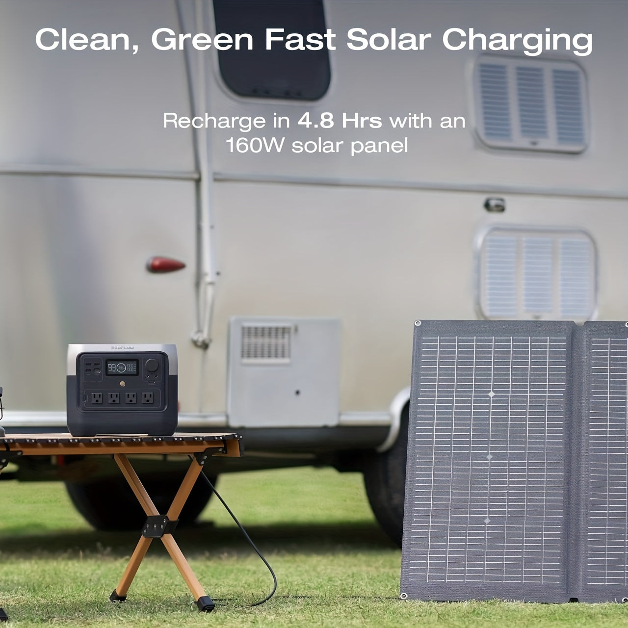 EF ECOFLOW Solar Generator RIVER 2 Pro 768, Portable Power Station 768Wh with 160W Portable Solar Panel LiFePO4 Battery Fully Charged in 70 Min, 4×AC, for Camping, RV, Home Backup