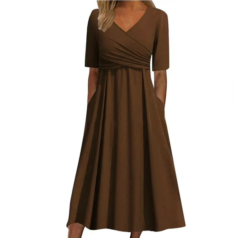 Short sleeved dress with front cross personalized dress