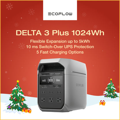 EF ECOFLOW Portable Power Station DELTA+3+Plus 1024 (2024 New), 1024Wh LFP Battery For Home Backup, Camping&RV Solar Generator (Solar Panel Optional) With 1000W Solar Input, Electric Generator With UPS