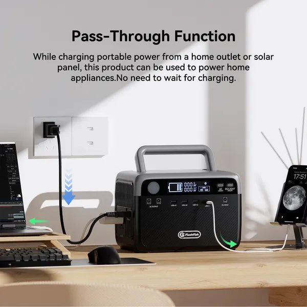 Flashfish 230.4Wh LiFePO4 300W (Peak 600W) Solar Generator AC Outlets Portable Power Station,Power Bank, Battery Backup For Hurricane Emergency/Outdoor Camping/RVs/Home Use