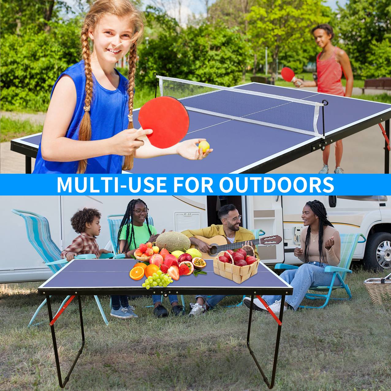 Tennis Table Portable Ping Pong Table Set With Net And 2 Ping Pong Paddles