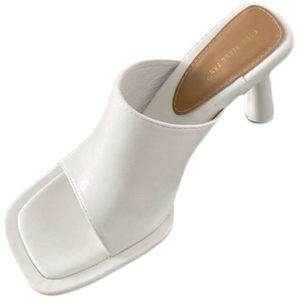 Summer New Women Slipper Fashion Platform Square Toe High Heel Ladies High Quality Slides Outdoor Dress Party Sandals