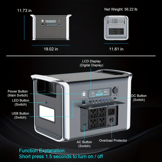 2400W UPS Portable Power Station-2048Wh LIFePO4 Battery with 2x200W Foldable Solar Panel, CTOLITY 110V/2400W Pure Sine Wave AC Outlet-Solar Generator for Home Power Outages, Travel Camping, Outdoor Adventure, Vehicle Emergenc