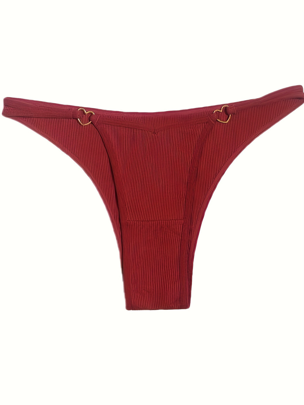 4pcs Heart Ring Linked Thongs, Soft & Comfy Ribbed Intimates Panties, Women's Lingerie & Underwear