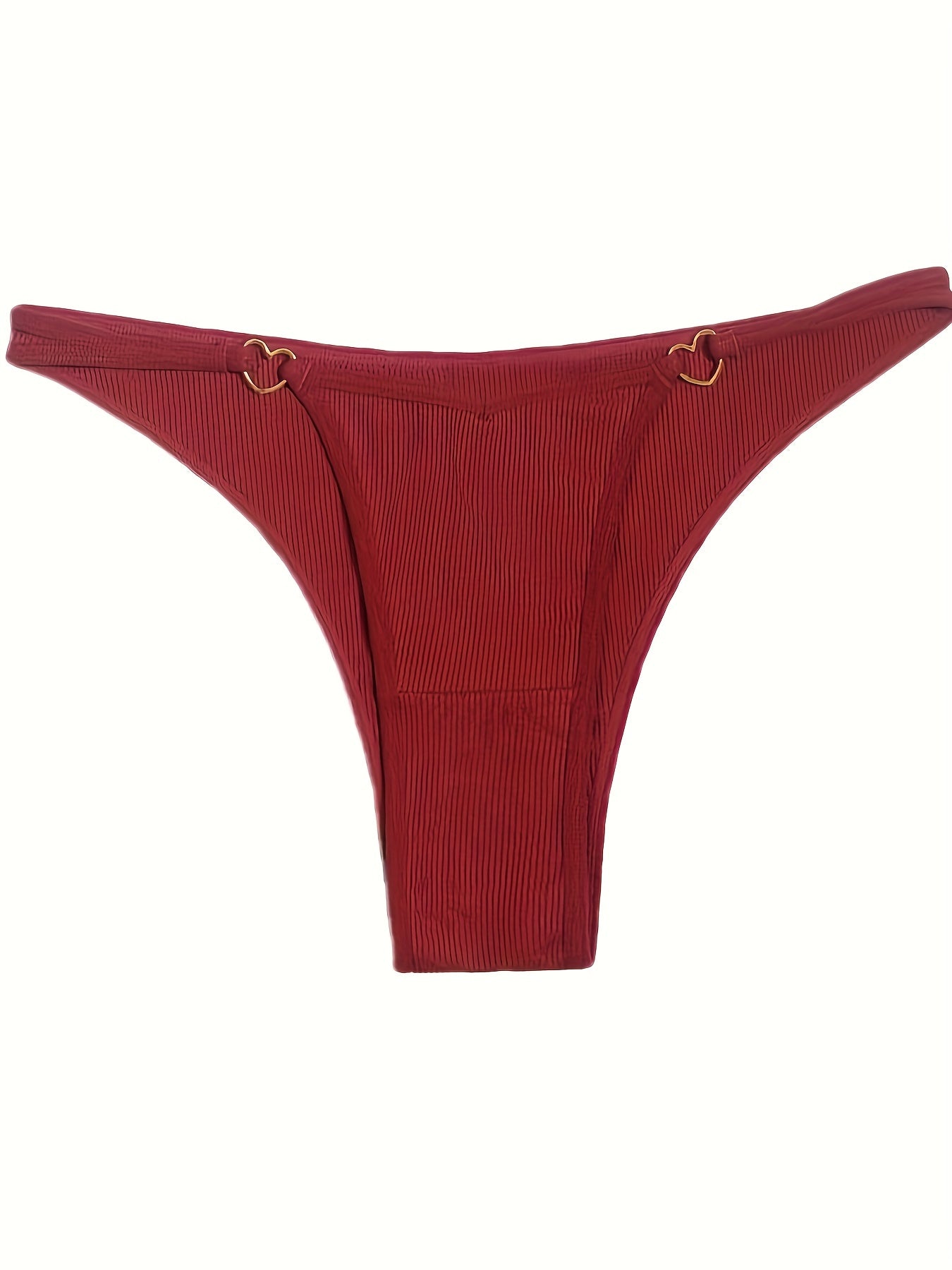 4pcs Heart Ring Linked Thongs, Soft & Comfy Ribbed Intimates Panties, Women's Lingerie & Underwear
