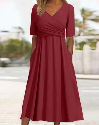 Short sleeved dress with front cross personalized dress