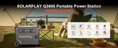 SOLARPLAY 3600W Portable Power Station 3840WH Outdoor Generator With Folable Solar Panels For Home Emergency Outdoor Camping