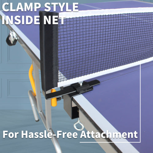 8ft Mid-Size Table Tennis Table Foldable & Portable Ping Pong Table Set For Indoor Games With Net, 2 Table Tennis Paddles And 3 Balls