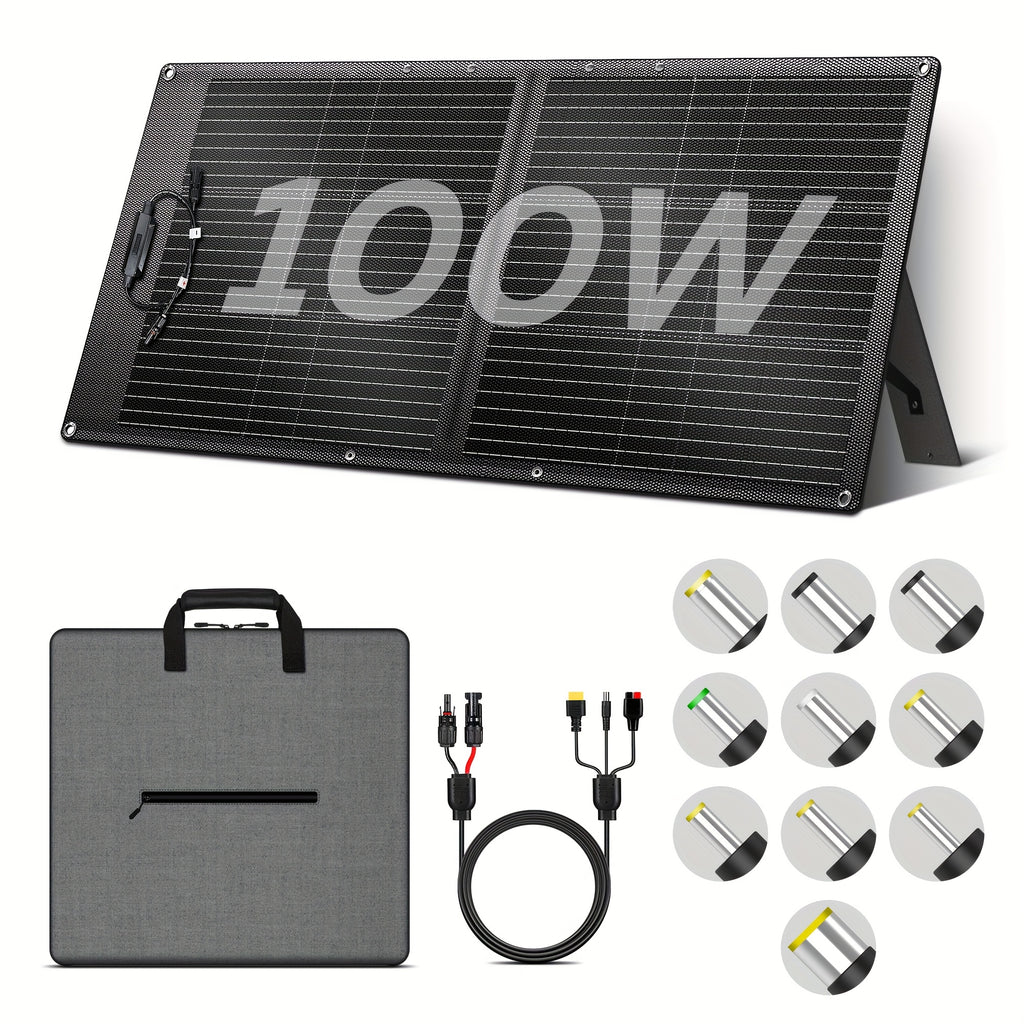 1600W 1024Wh Solar Generator, 100W/200W Portable Foldable Solar Panel Charger, LiFePO4 Battery UPS, Supports Series/parallel Connection (comes with Ten Adapters), Widely Used In Solar Home Systems, Suitable for Blizzard Home