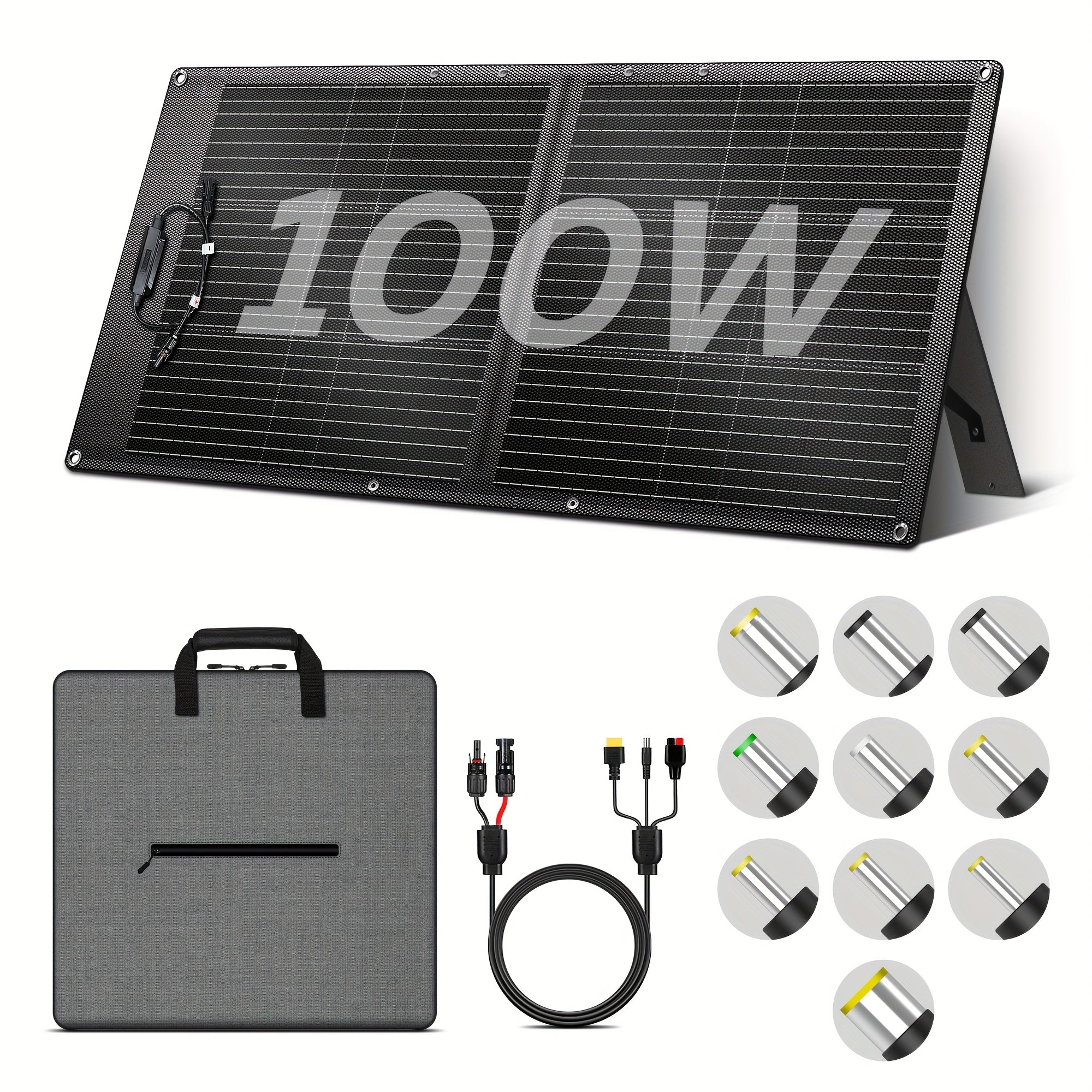 1600W 1024Wh Solar Generator, 100W/200W Portable Foldable Solar Panel Charger, LiFePO4 Battery UPS, Supports Series/parallel Connection (comes with Ten Adapters), Widely Used In Solar Home Systems, Suitable for Blizzard Home