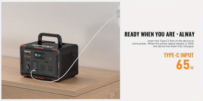 YEWPINY 600W Portable Power Station, 600W Fast Charging, 599.4Wh Lithium Battery Solar Generator AC Power Socket, DC Port, LED Lighting, PD And USB, A Total Of 9 Output Ports, Suitable for Home, Outdoor Travel, Camping And Po