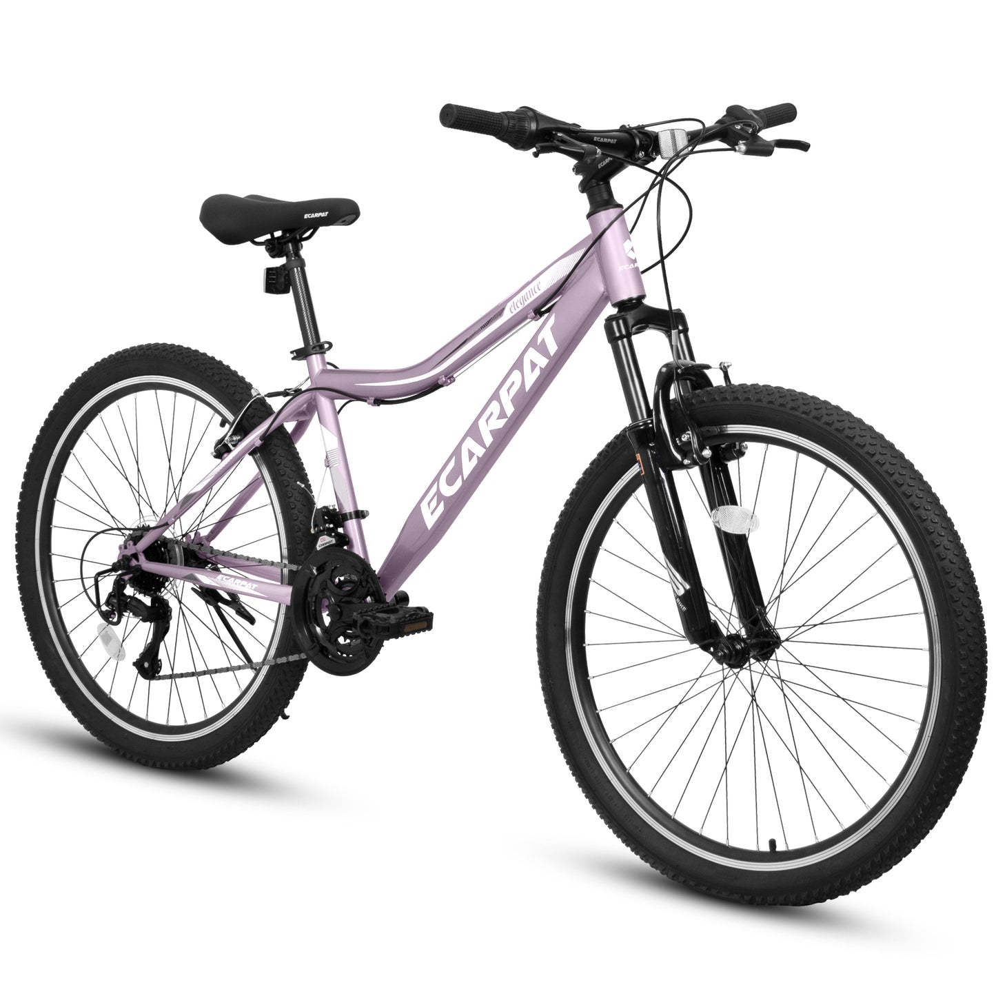 A26208 Ecarpat 26 Inch Mountain Bike, 21-Speed V-Brake, Front Suspension, Carbon Steel Frame Mountain Bike For Teenagers Girls Women Bicycles