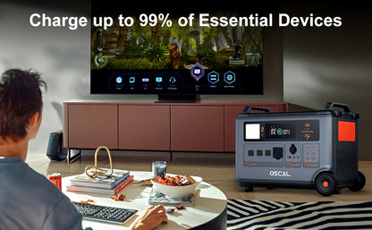 [PowerMax 6000, Solar Generator] OSCAL PowerMax 6000 Series Portable Power Station - 6000W(Surge 7200W) 3600Wh LiFeP04 Solar Generator with 400W Solar Panel, 1.4H Full Charge, 5ms UPS, DC/AC Bi-Directional Inverter for Home U