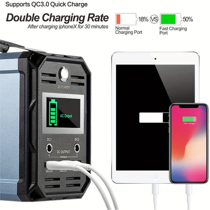 60000mAh FlashFish Portable Power Station - 300W Solar Generator with 110V AC Out, DC 12V, QC USB Ports, Rechargeable by Solar Panel, Wall Outlet, Car for CPAP, Camping, Travel and More