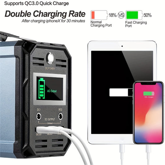 60000mAh FlashFish Portable Power Station - 300W Solar Generator with 110V AC Out, DC 12V, QC USB Ports, Rechargeable by Solar Panel, Wall Outlet, Car for CPAP, Camping, Travel and More