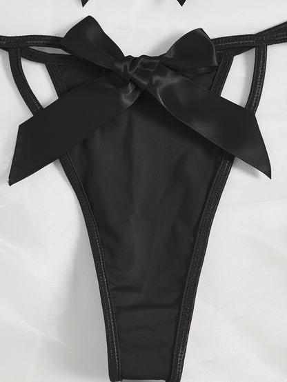 Seductive Lingerie Set - Alluring Halter Neck Strappy Bra with Adjustable Straps, Sultry Cut Out Thong with Revealing Design - Designed for Women, Exuding Sensuality and Confidence, Luxurious Lingerie for Intimate Moments, Co