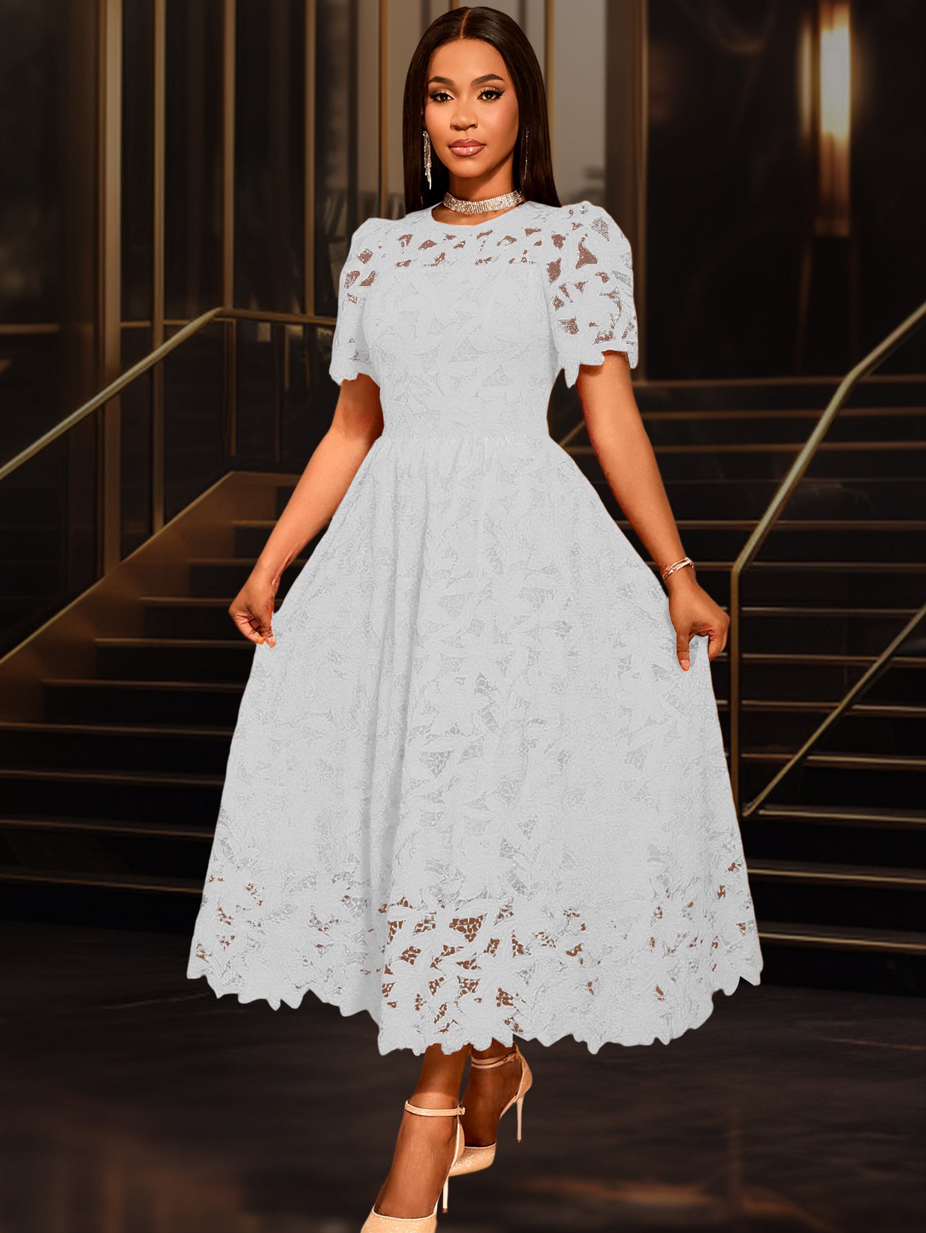 High-end Style Crew-neck Dress