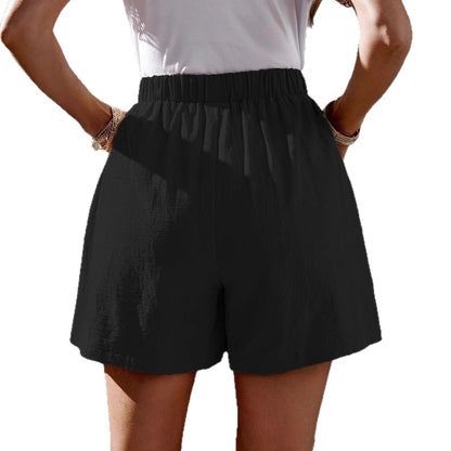 Women's Casual Loose Shorts With Pockets And Fake Drawstring