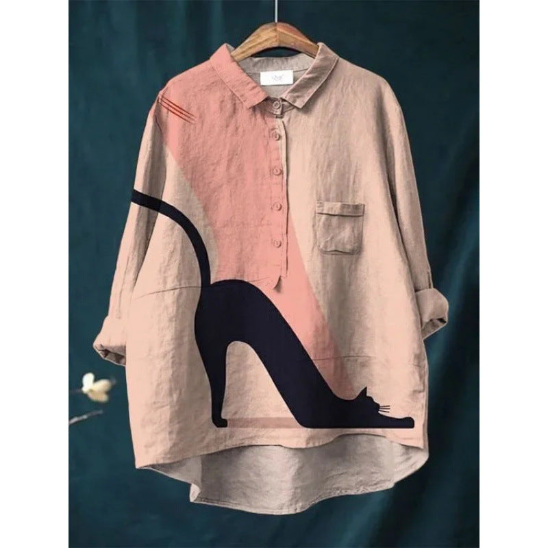 Women's 3D-patterned Long-sleeve Button-up Top