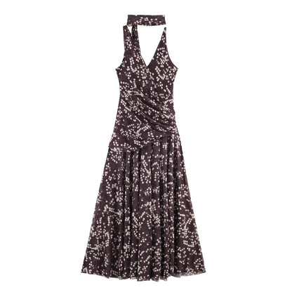 Chic Polka Dot Chiffon Long Dress Dress