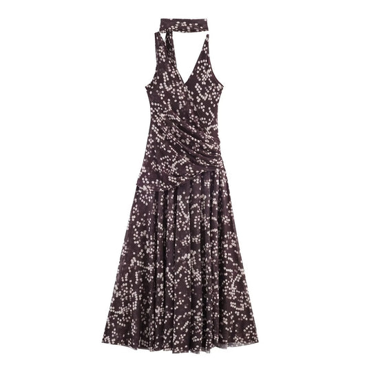 Chic Polka Dot Chiffon Long Dress Dress