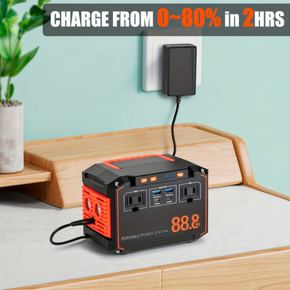 [Portable Power Station] Portable Power Station 88.8WH with AC Outlet (US Plug) | Solar Charging, USB/DC Ports - Compact Solar Generator, Lithium Battery for Camping, Emergency Backup, Home, RV, CPAP, Laptop - Ideal Gift for
