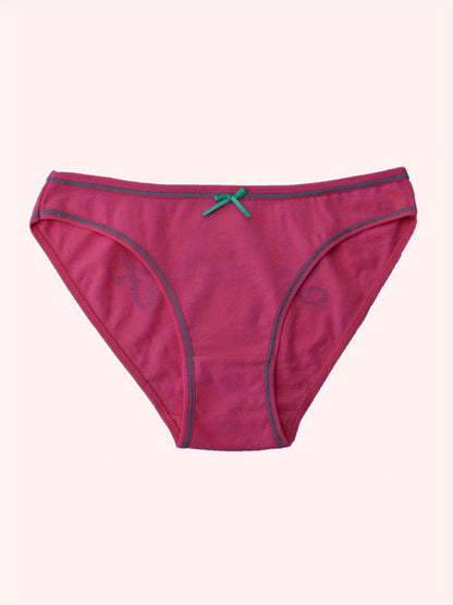 7 Pcs Letter Pint Bow Tie Briefs, Comfy & Breathable Mid-Rise Intimates Panties, Women's Lingerie & Underwear