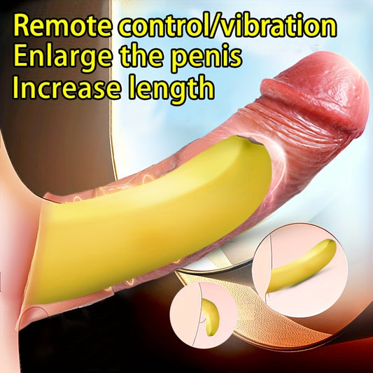 1pc Vibrating Penis Sleeve Penis Cover Electric Vibration Remote Control Simulation Male Wearing Dildo Extension Time Delay Skin Cover Increase Length Increase Size Sheath Colour Of Skin Black 10 Vibration Frequencies