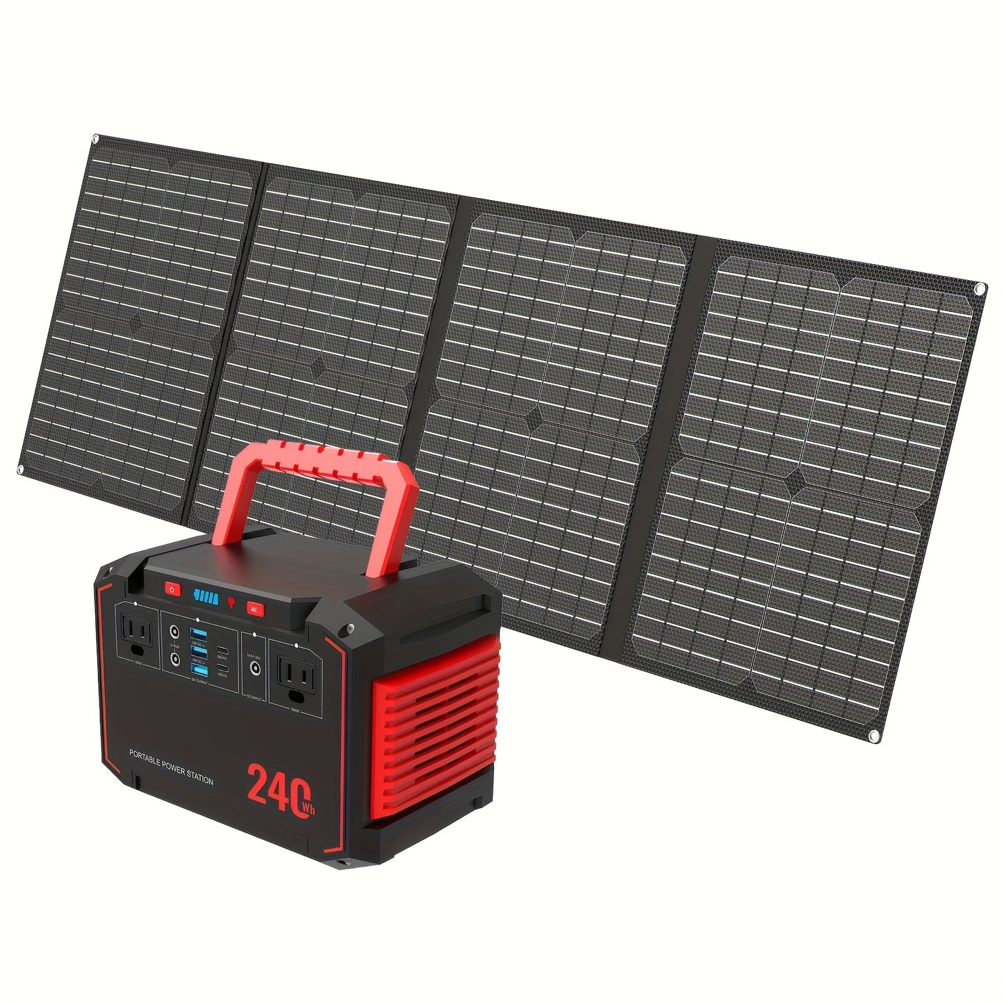 Portable Solar Generator with Solar Panels - 350W/150W Peak & Power Station, 240Wh/111Wh/88.8Wh, /USB Outlets, Compatible for Camping, Emergency Backup, CPAP, Fans, Laptops, Mini Fridge (Solar Panels Included)