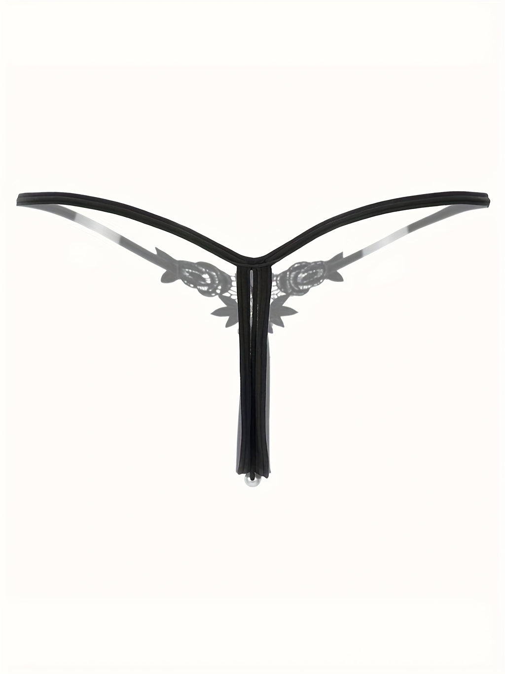 4 Pcs Seductive Lace Thongs - Sultry Low-Rise, Daring Open Crotch, Ultra-Sheer G-String with Delicate Pendant Pearl Accent - Designed for Women, Exquisite Sexy Lingerie and Intimate Underwear