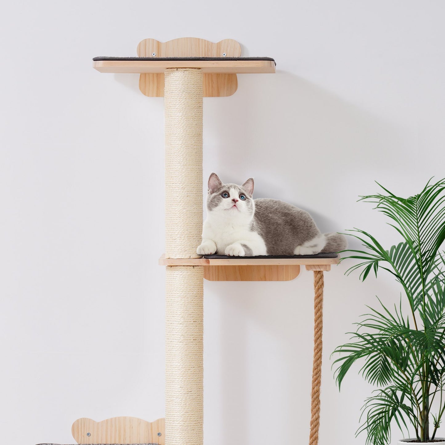 Wall Mounted Cat Shelves Tree With Platform Tree-Shaped Cat Furniture