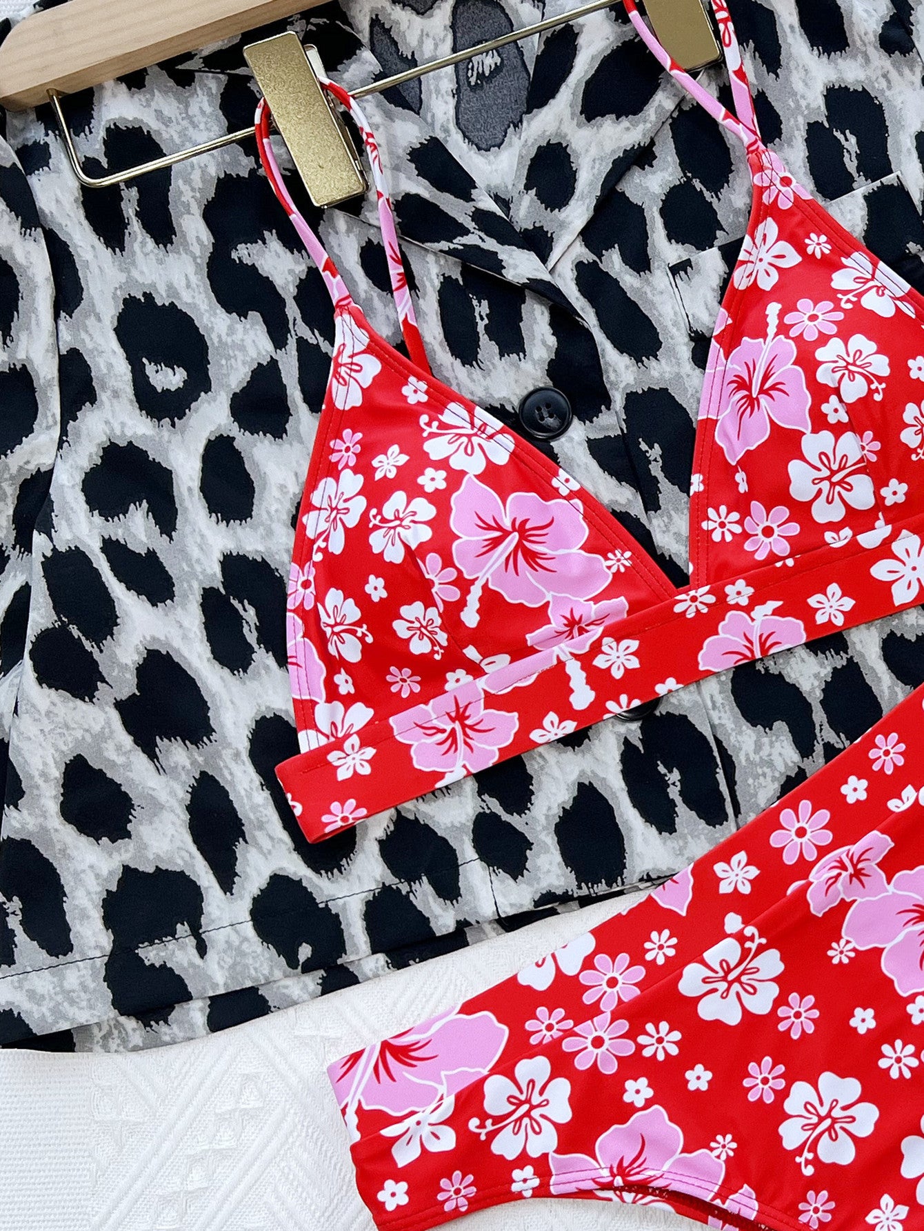 Bikini Ladies Sexy Split Swimsuit Small Floral High Waist Bikini