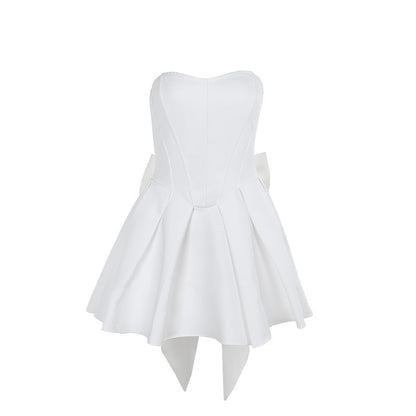 Strapless bow A light dress dress for women